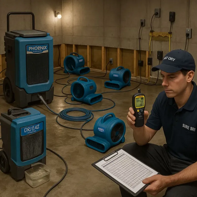 Structural Drying and Dehumidification process in Watertown, CT